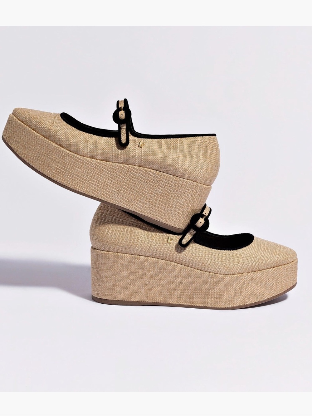 Larroudé Blair Flatforms in Raffia w Leather Trim Size 8.5 NIB - Picture 4 of 16